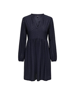 Платье короткое из английской вышивки синий Only