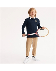 Лонгслив-поло с вышивкой синий Laredoute