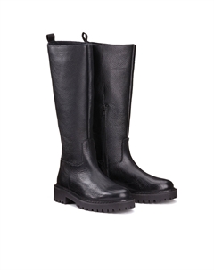 Сапоги кожаные на зазубренной подошве черный La redoute collections