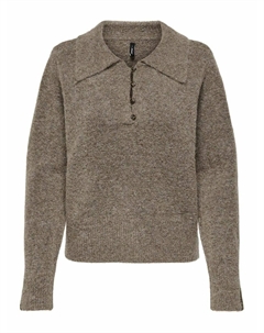 Пуловер из пышного трикотажа с воротником поло бежевый Only