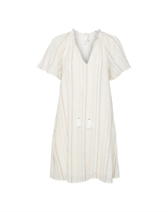 Платье в полоску с V-образным вырезом белый Vero moda