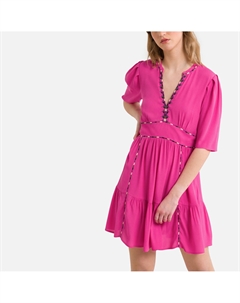 Платье расклешенное короткое короткие рукава TERESA  розовый Laredoute