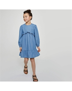 Платье из легкого денима с длинным рукавом синий La redoute collections