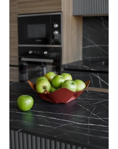 Фруктовница для сервировки стола из натуральной кожи 35 см красный So'home