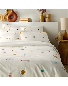 Пододеяльник с винтажной вышивкой из хлопка Imani белый La redoute interieurs