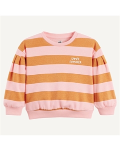 Свитшот с круглым вырезом из мольтона с принтом розовый La redoute collections