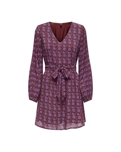 Платье короткое с принтом с завязками красный Only