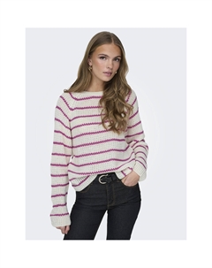 Пуловер в полоску с круглым вырезом разноцветный Jdy