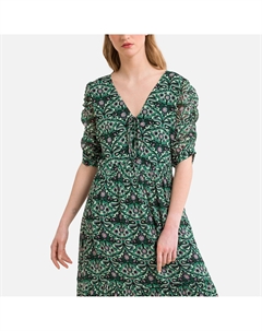 Платье с принтом и воланом FINE зеленый Laredoute