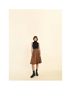 Юбка на пуговицах с высокой посадкой каштановый Laredoute