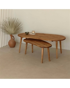 Журнальный столик фигурный из массива березы малый  каштановый Laredoute