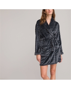 Халат из флисового трикотажа серый Laredoute