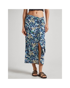 Юбка с цветочным принтом с драпировкой синий Laredoute