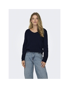 Пуловер с V-образным вырезом из трикотажа синий Laredoute