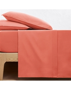 Простыня однотонная из стираного хлопка Scenario красный Laredoute