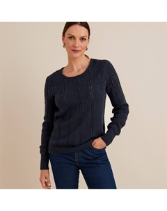 Пуловер с круглым вырезом из тонкого трикотажа пуантель синий Laredoute