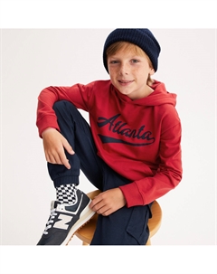 Свитшот с капюшоном из мольтона красный Laredoute