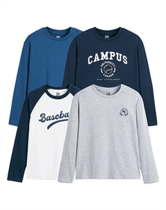 Комплект из 4 лонгсливов La Redoute синий Laredoute