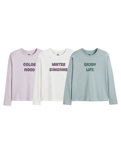 Комплект из трех лонгсливов с надписями другие La redoute collections