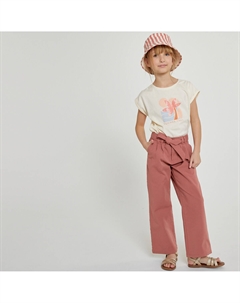Брюки чинос широкие с поясом каштановый La redoute collections