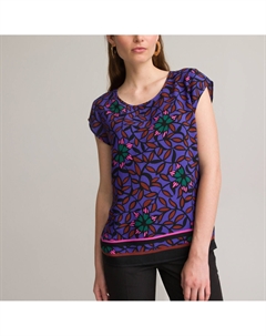 Блузка с принтом и короткими рукавами фиолетовый Laredoute