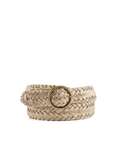 Плетеный кожаный ремень Nadina золотистый Laredoute