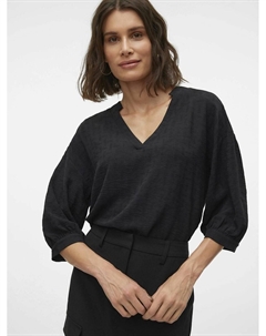 Блузка с напускными рукавами V-образным воротником черный Vero moda