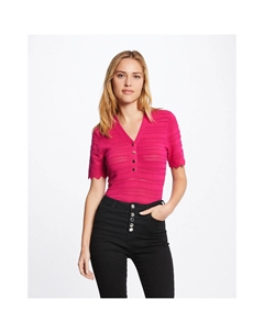 Пуловер с короткими рукавами и ажурными деталями фиолетовый Morgan