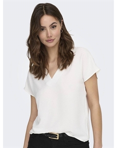 Блузка с V-образным вырезом с короткими рукавами белый Jdy