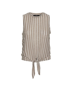 Футболка укороченная в полоску с завязками бежевый Vero moda