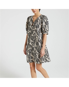 Платье с принтом короткие рукава с напуском бежевый Jdy