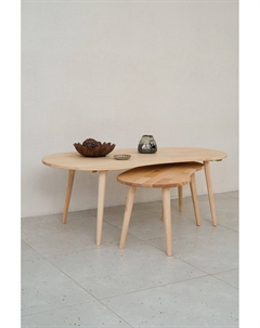 Журнальный столик фигурный из массива березы малый  бежевый Laredoute