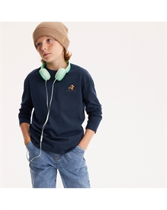 Лонгслив с надписью синий Laredoute