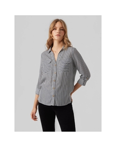 Блузка в полоску с длинными рукавами черный Vero moda
