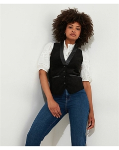 Жилет из велюра черный Laredoute