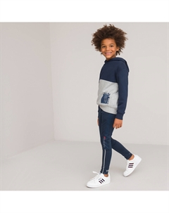 Свитшот с капюшоном двухцветный из мольтона синий La redoute collections