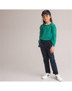 Лонгслив с воротником с воланом  зеленый Laredoute