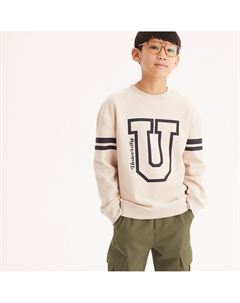 Свитшот с круглым вырезом из мольтона бежевый La redoute collections