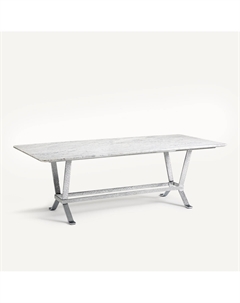 Стол обеденный из мрамора и металла Zen белый Laredoute