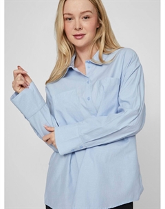 Блузка оверсайз с карманами синий Vila