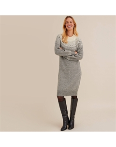 Платье прямое жаккардовое средней длины серый Anne weyburn
