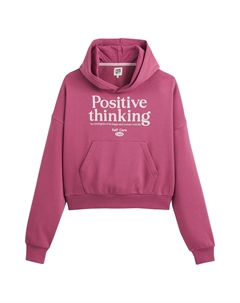 Свитшот с капюшоном и надписью из мольтона розовый La redoute collections