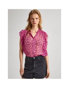 Блузка с воланами без рукавов розовый Laredoute