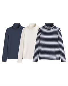 Комплект из трех водолазок с высоким воротником синий Laredoute