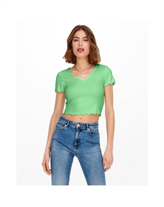 Футболка кроп-топ с V-образным вырезом зеленый Laredoute