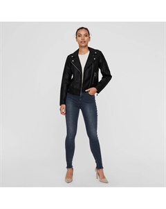 Блузон короткий на молнии из искусственной кожи черный Vero moda