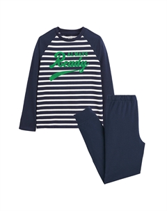 Полосатая пижама из джерси с флокированным принтом синий Laredoute