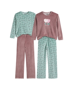 Комплект из 2 велюровых пижам с цветочным принтом зеленый La redoute collections