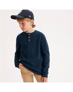 Футболка с круглым вырезом с разрезом спереди и длинными рукавами синий Laredoute