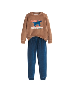 Пижама из велюра с принтом синий La redoute collections